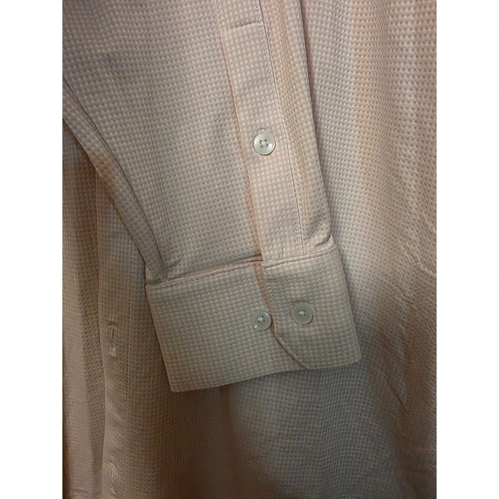 Mizzen+Main Spinnaker Pink Micro Check Performance Dress Shirt XL Trim Fit Mens